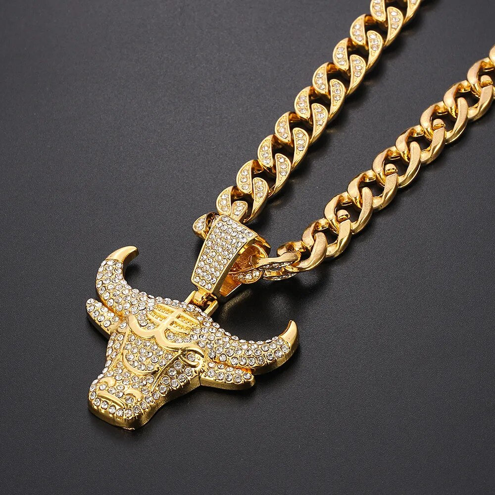 Bull Head Pendant Cuban Necklace